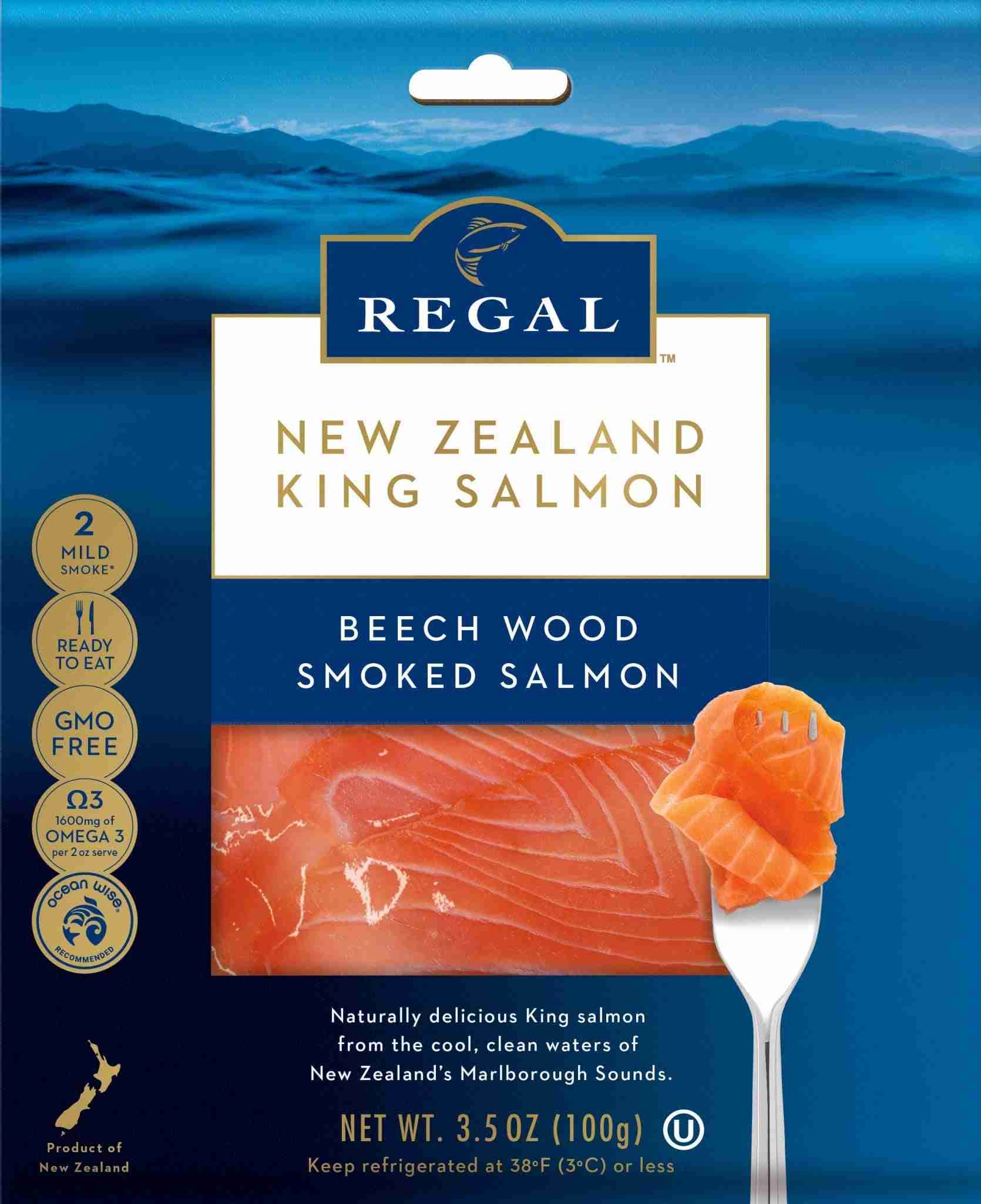 Regal New Zealand King Salmon – Beech Wood Smoked Salmon Slices – 3.5 oz