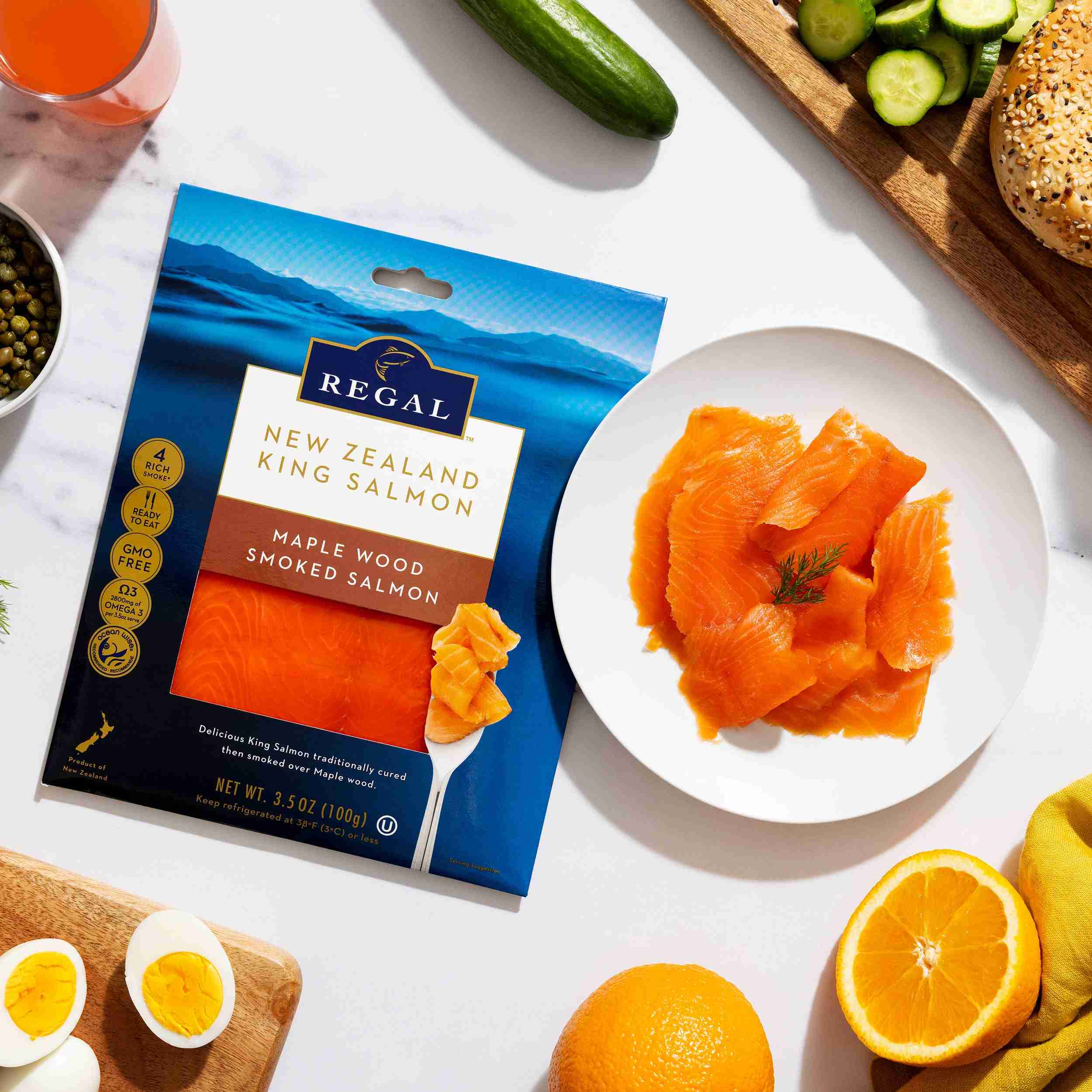 Regal New Zealand King Salmon – Maple Wood Smoked Salmon Slices – 3.5 oz